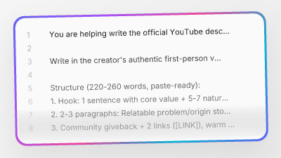 Preview of YouTube Description Generator